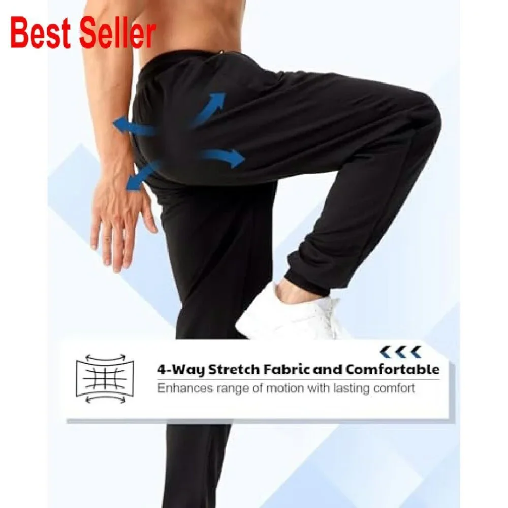 Men's Slim Fit Joggers with Zipper Pockets Athletic Workout Sweatpants